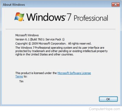 Windows XP winver window