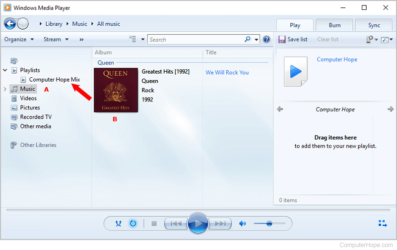 How to add music to a playlist in Windows Media Player.
