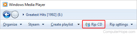 Rip CD button in Windows Media Player.
