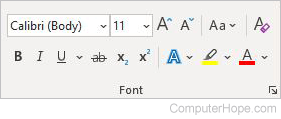 Word home font