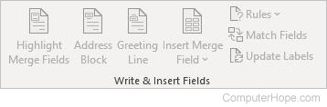 Word Mailings Write & Insert Fields