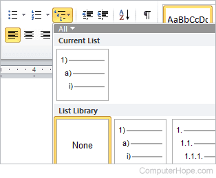 Word multilevel list