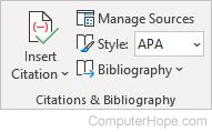 Word References citations and Bibliography