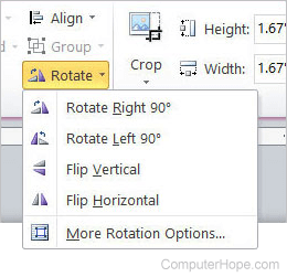 Microsoft Word rotate option