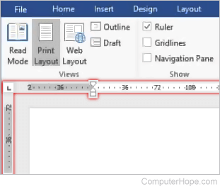 Microsoft Word ruler