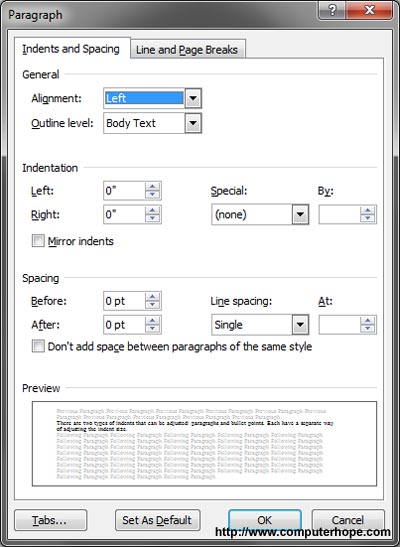 How to adjust the indents and tabs in Microsoft Word