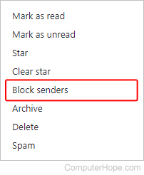 Block senders selector