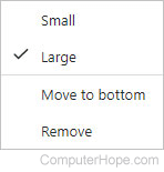 More options menu on a link in Yahoo! mail.