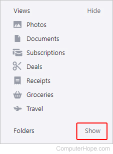 Show button in Yahoo mail.
