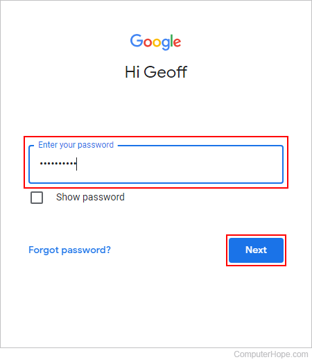 Entering a Gmail address password to create a YouTube account.
