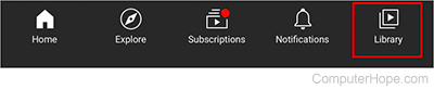 YouTube library on iPhone.