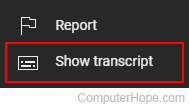 Show transcript selector on YouTube.