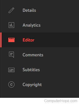 Editor selector on YouTube Studio.