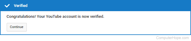 YouTube verified message