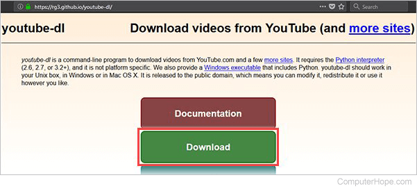 Go to https://rg3.github.io/youtube-dl, and click Download.