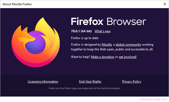 Mozilla Firefox about box