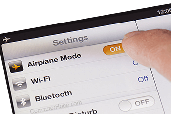 Airplane mode toggle in smartphone settings