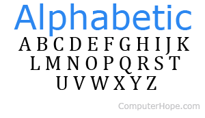 Full alphabet titled as Alphabetic.