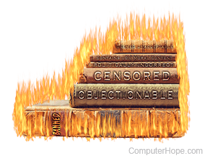 Controversial books on fire.
