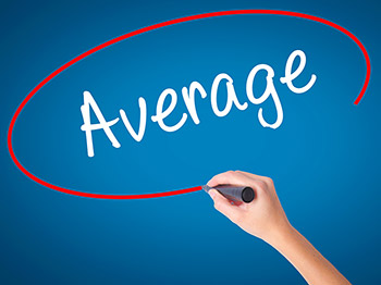 Blue background with the word Average, and person circling the word in red marker