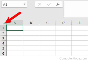 Select all cells in Microsoft Excel
