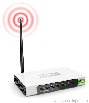 Wireless router transmitting a signal