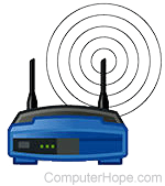 Illustration of Wi-Fi router broadcasting its SSID