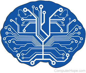 Circuit board in the shape of a human brain.