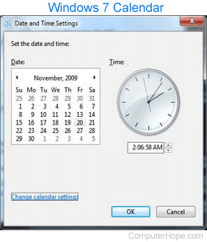 Windows 7 calendar