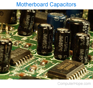 Capacitors and integrated circuits on a circuit board