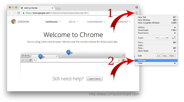 Accesso all'interfaccia Impostazioni in Chrome