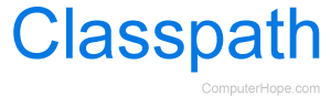 Dark blue rectangle with the word Classpath in white lettering