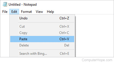 Notepad paste clipboard