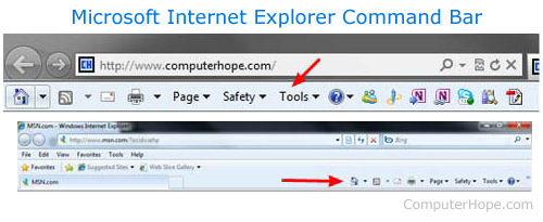 Internet Explorer Command bar