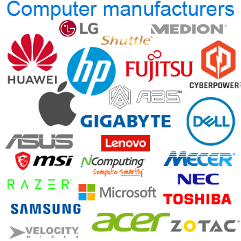 Computer manufacturers logos.