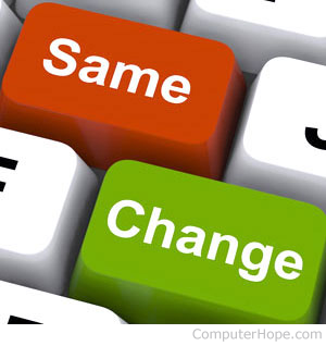 Fictional keyboard keys named Same and Change