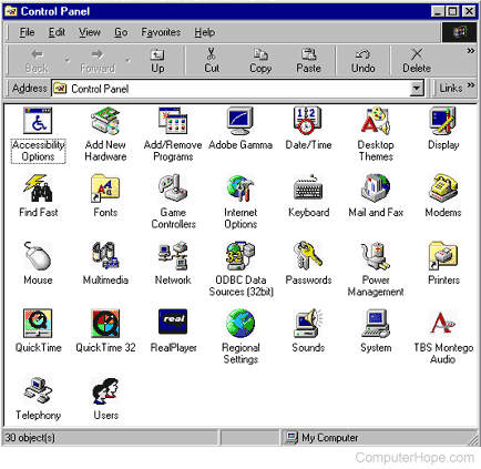 Microsoft Windows 98 Control Panel
