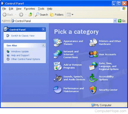 Microsoft Windows XP Control Panel
