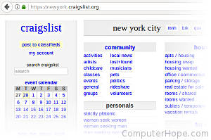 Craigslist home page for New York City