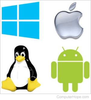 Logos for Android, Apple, Linux, and Windows.