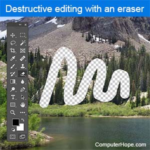 Destructive editing with an eraser
