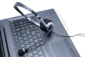 Laptop with headset for dictation mode
