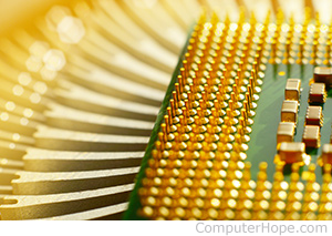 Close-up of a computer processor.