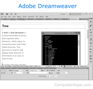 page shown in Dreamweaver program