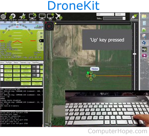 User controlling a drone with DroneKit. Source: https://www.youtube.com/watch?v=cZ0f1TTmSZM
