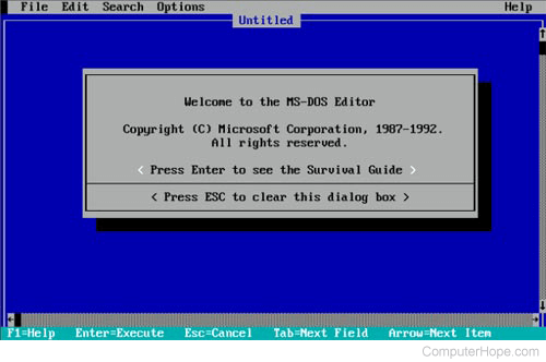 MS-DOS Editor edit command window