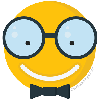 Emoji of a geek smiling