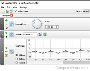 Equalizer APO configuration editor.