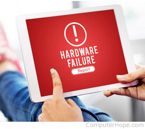 Hardware Failure message on tablet screen.
