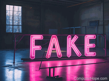 Pink fake sign in room.